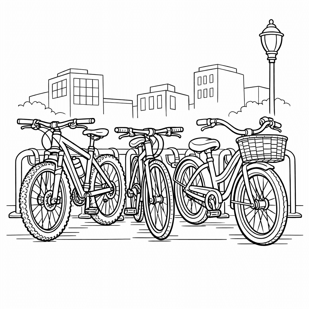 Free printable coloring page: Bicycle And Rider, for ages 7-12