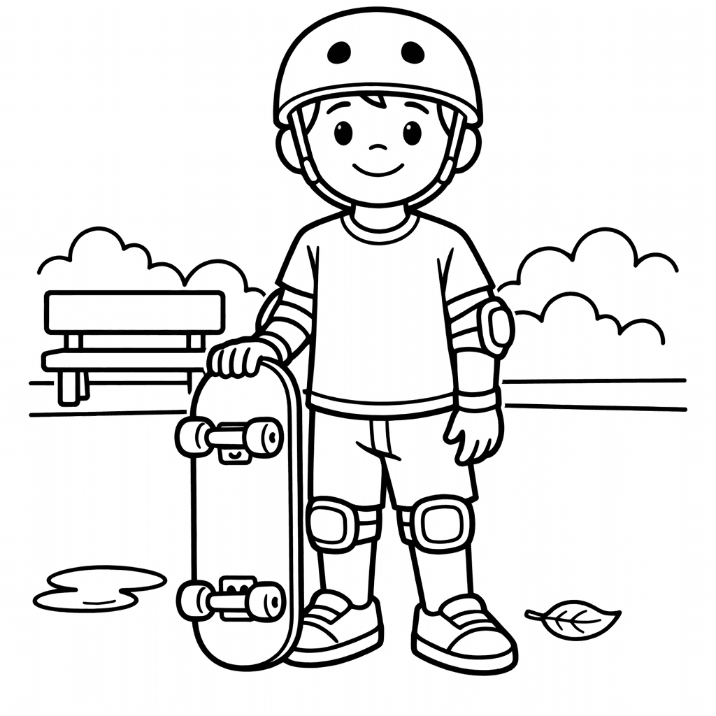 Free printable coloring page: Skateboard Side, for ages 7-12