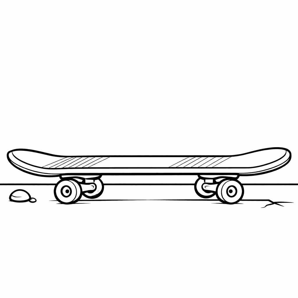 Free printable coloring page: Skateboard And Ramp, for ages 3-6