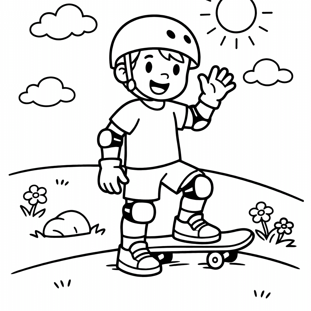 Free printable coloring page: Skateboard Deck, for ages 3-6