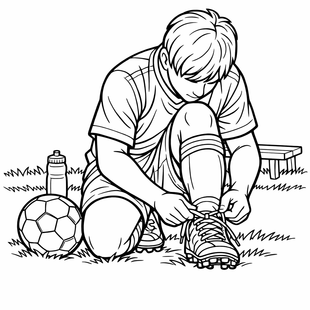 Free printable coloring page: Soccer And Goal, for ages 7-12