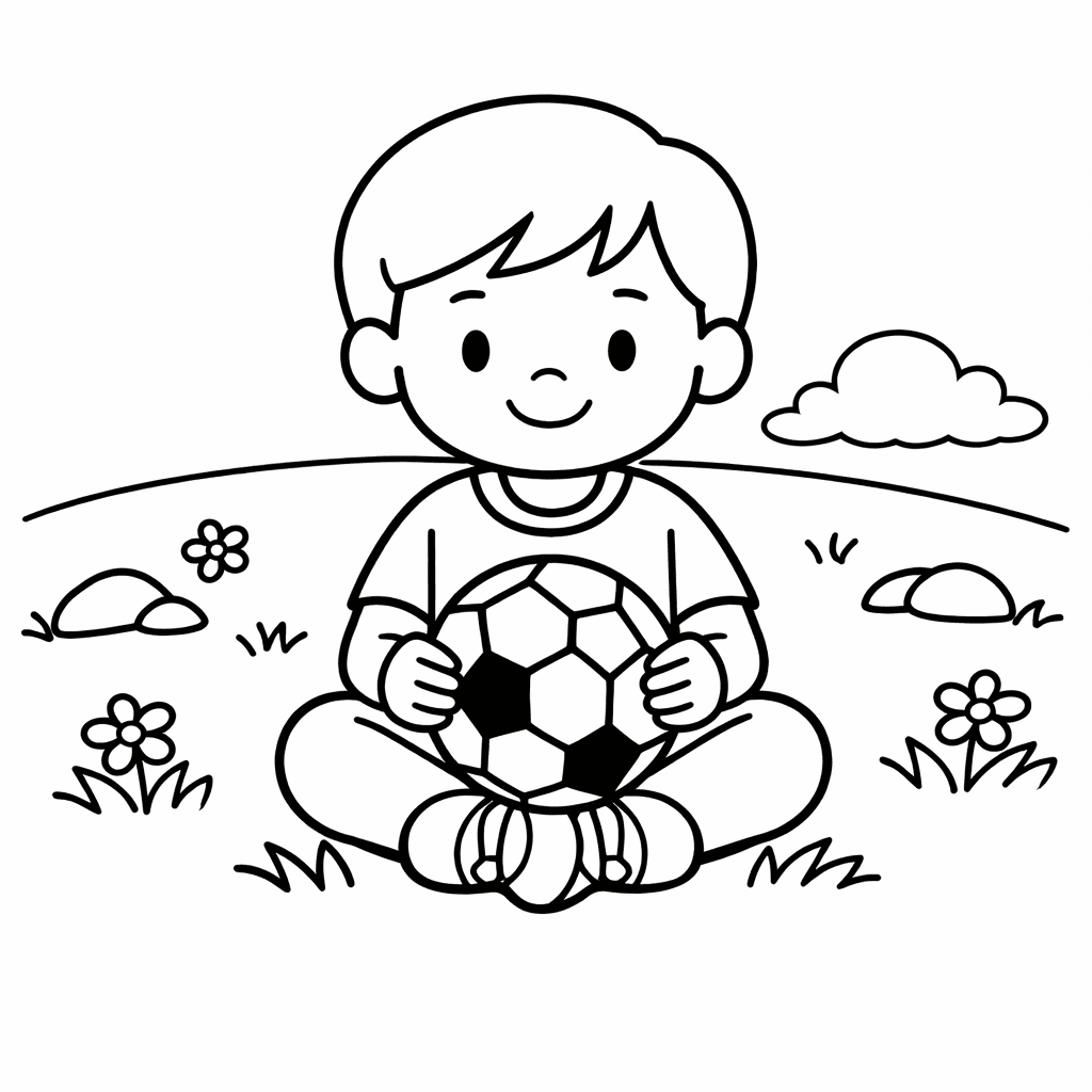 Free printable coloring page: Soccer And Goal, for ages 3-6