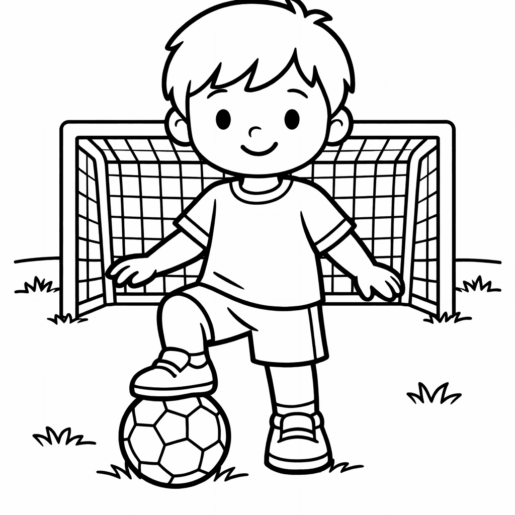 Free printable coloring page: Soccer And Net, for ages 3-6