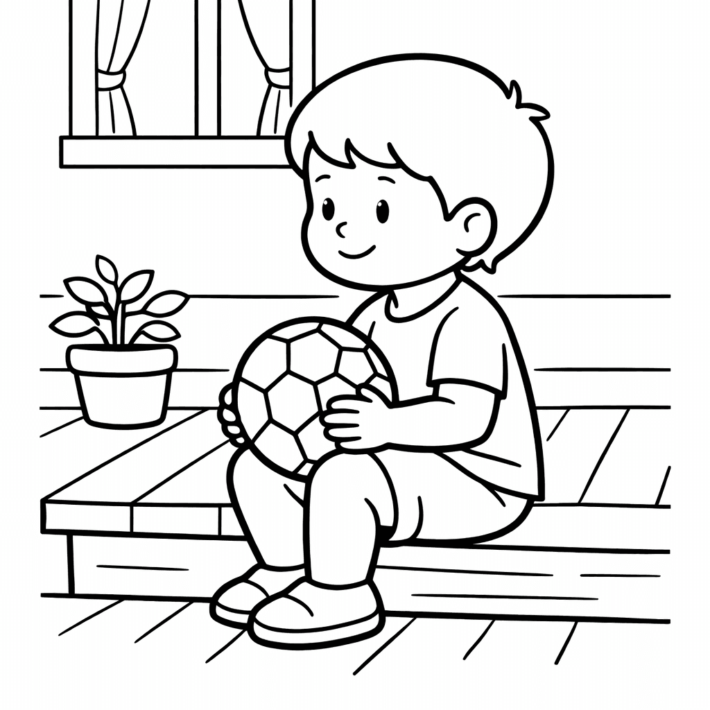 Free printable coloring page: Soccer Kick, for ages 3-6