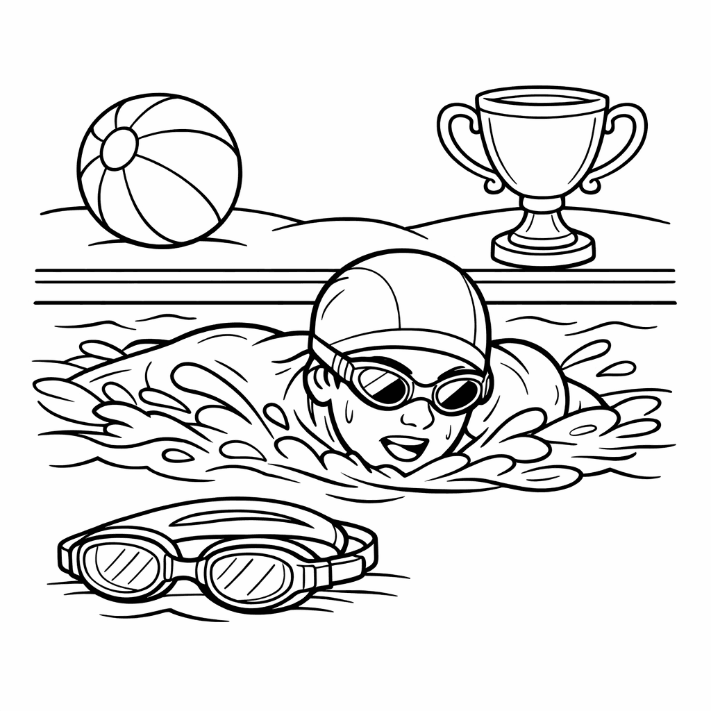 Free printable coloring page: Object Only: Two Or Three Swimmings Side By Side, Simple And Adorable, No Background, for ages 7-12