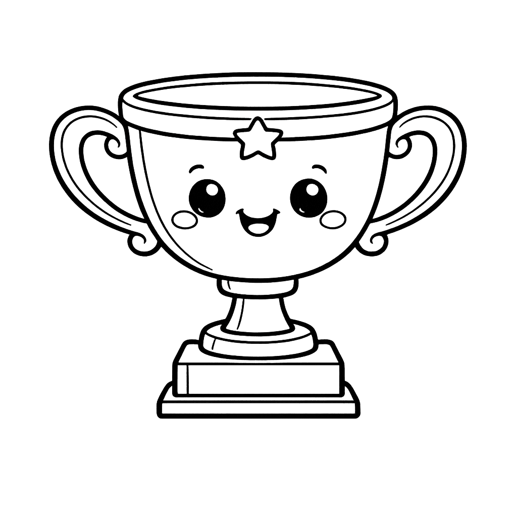 Free printable coloring page: Trophy And Ribbon, for ages 7-12