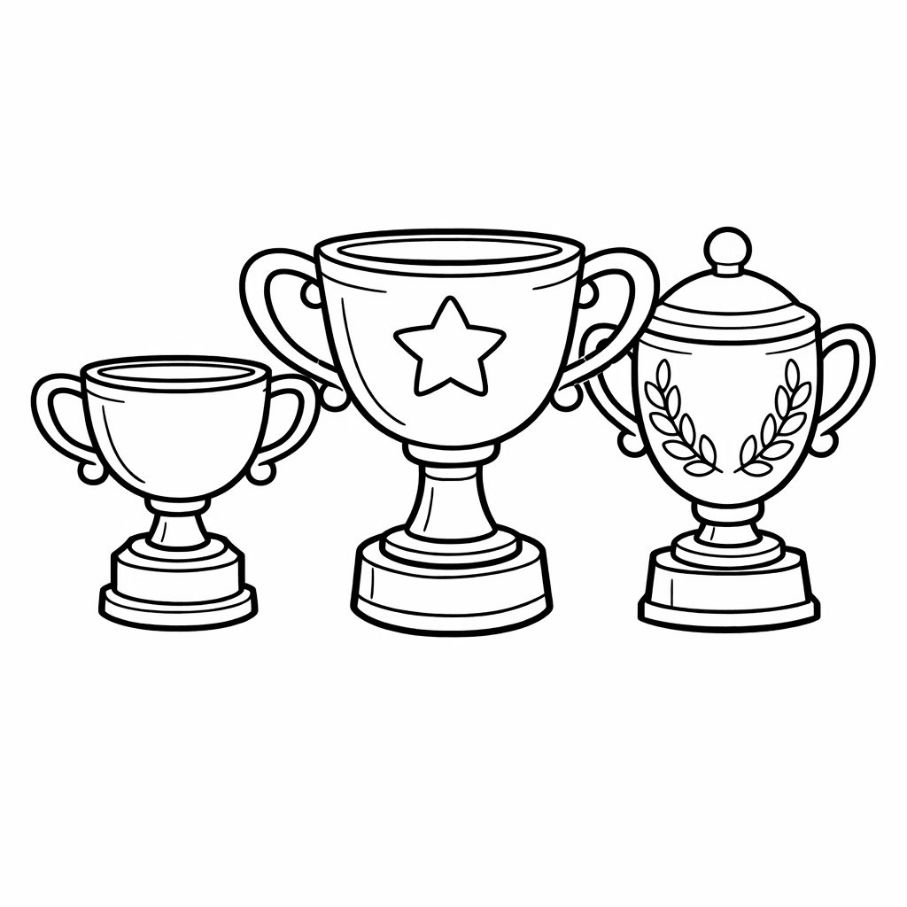 Free printable coloring page: Trophy And Medal, for ages 7-12