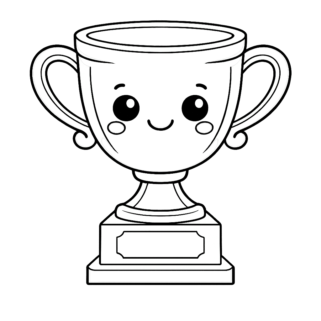 Free printable coloring page: Object Only: A Cute Trophy With Clean Outlines, No Background, for ages 3-6