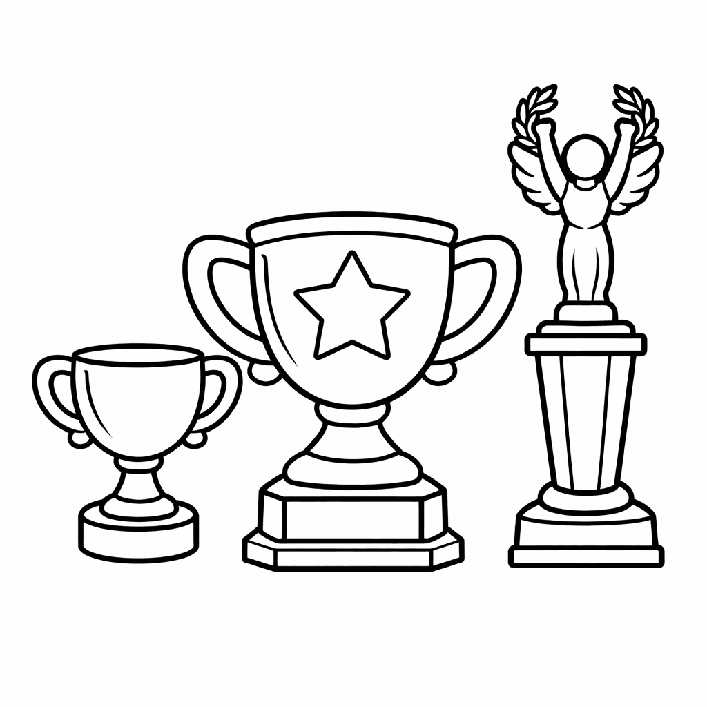 Free printable coloring page: Trophy Cup, for ages 3-6