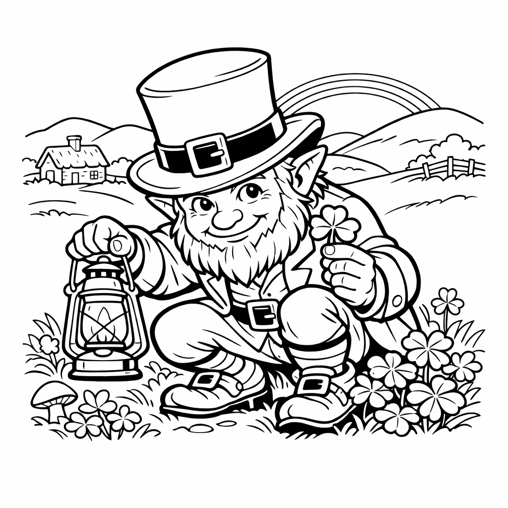 Free printable coloring page: Leprechaun Waving, for ages 7-12