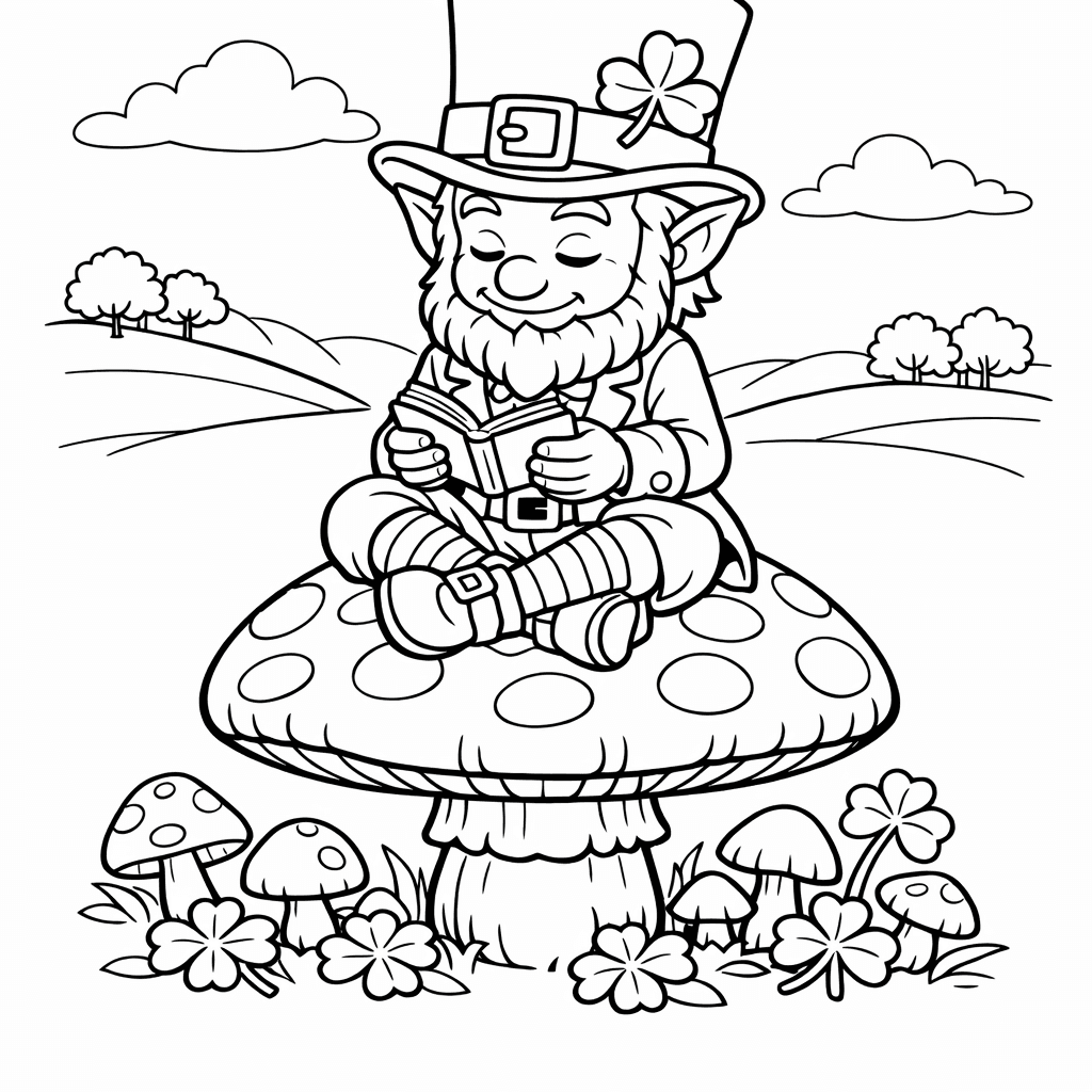 Free printable coloring page: Leprechaun And Hat, for ages 7-12