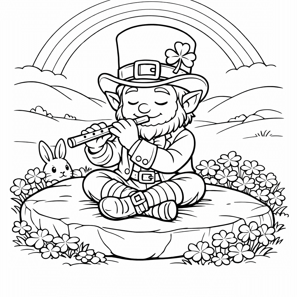 Free printable coloring page: Friendly Leprechaun, for ages 7-12
