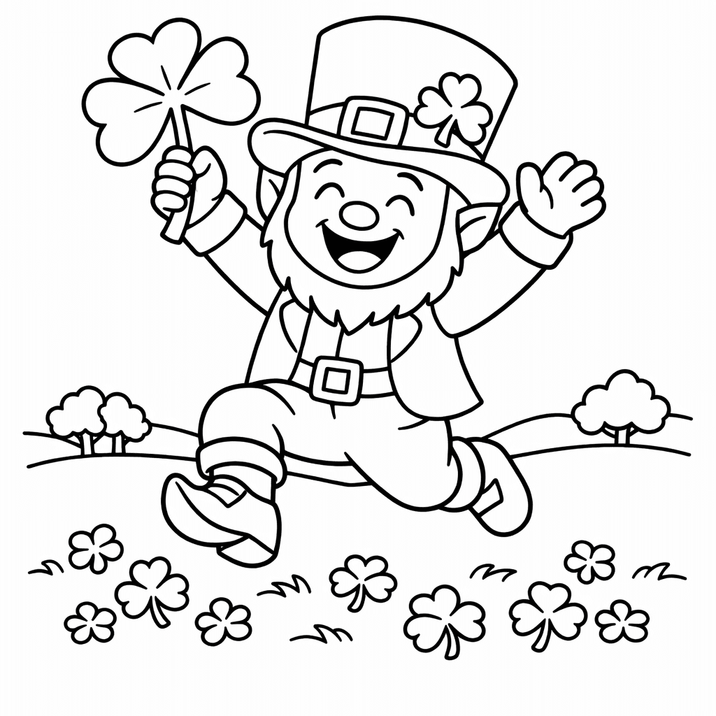 Free printable coloring page: Leprechaun Face, for ages 3-6