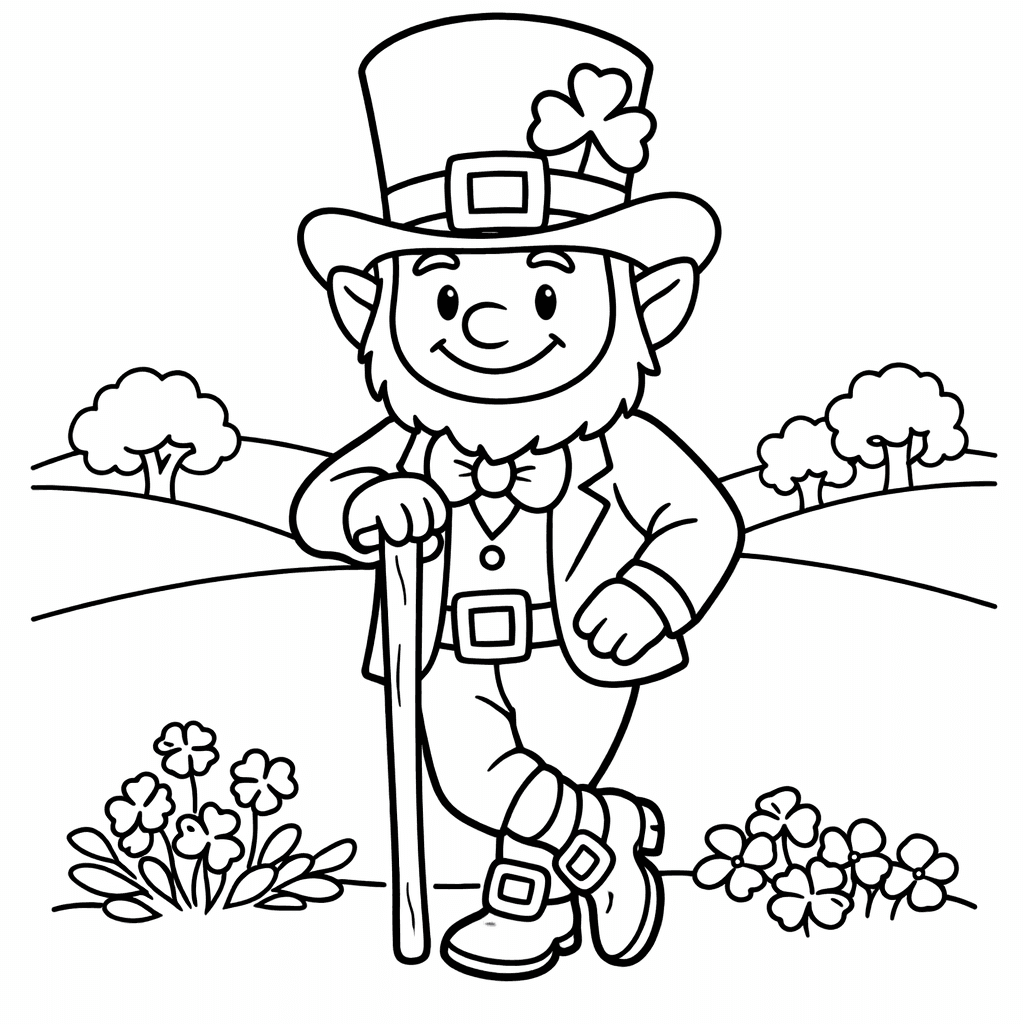 Free printable coloring page: Leprechaun And Coin, for ages 3-6