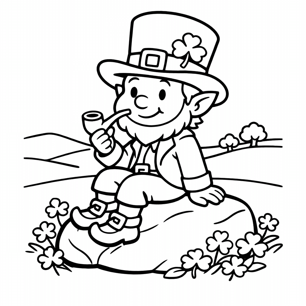Free printable coloring page: Leprechaun Waving, for ages 3-6