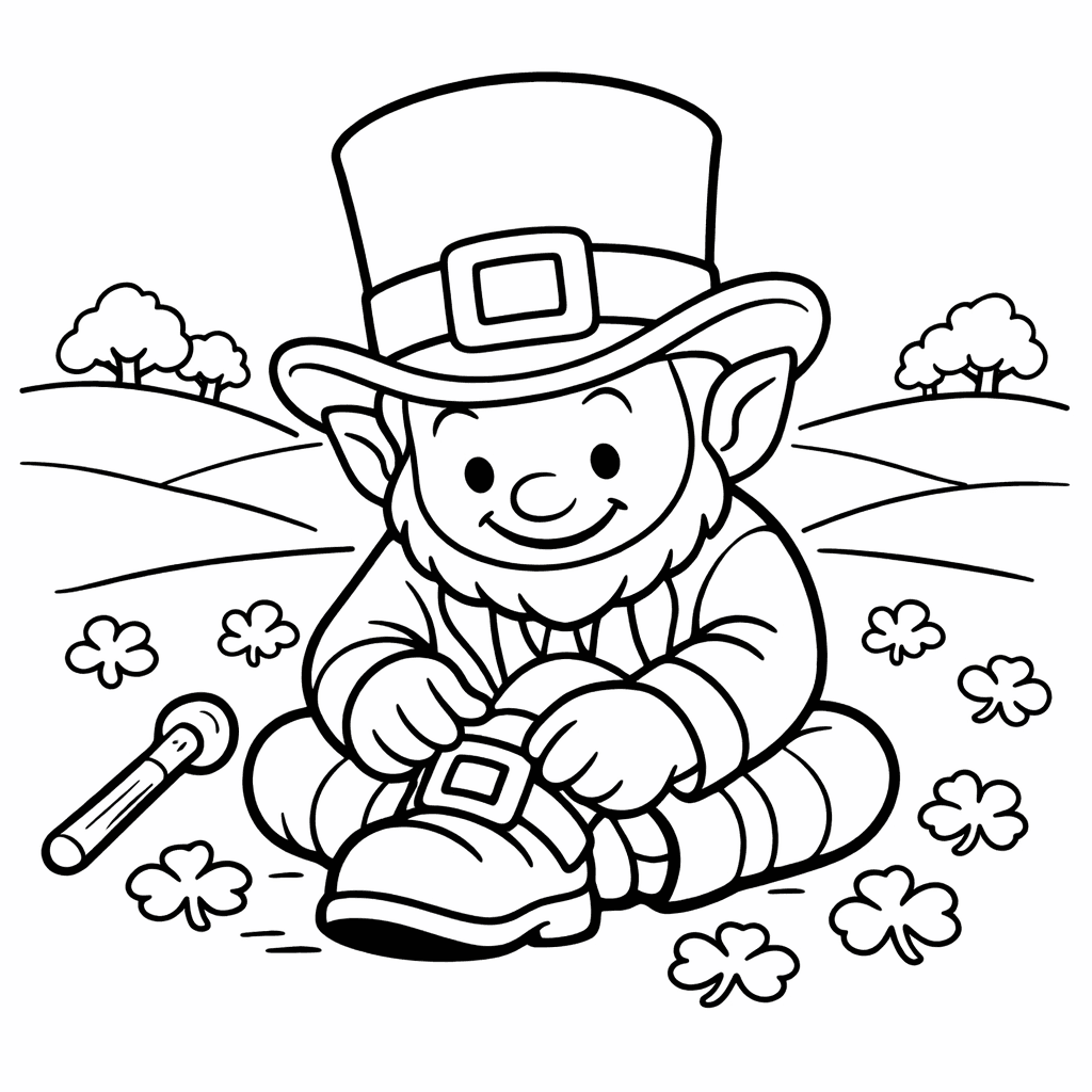 Free printable coloring page: Friendly Leprechaun, for ages 3-6
