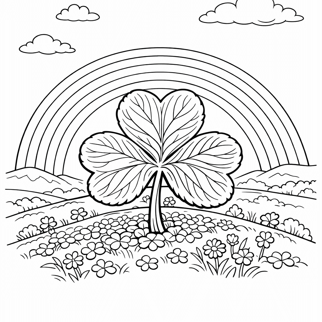 Free printable coloring page: Rainbow Simple, for ages 7-12