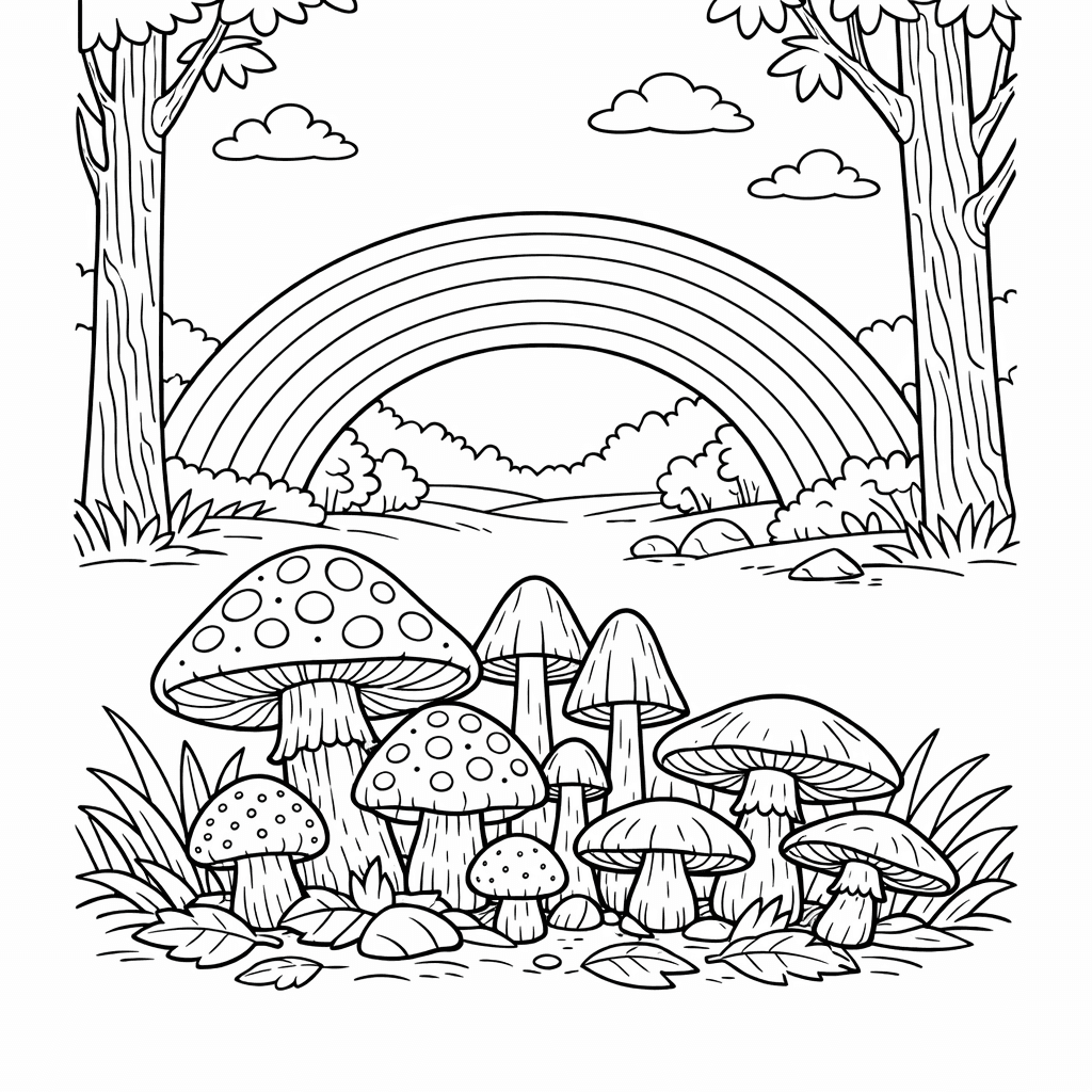 Free printable coloring page: Rainbow And Gold, for ages 7-12