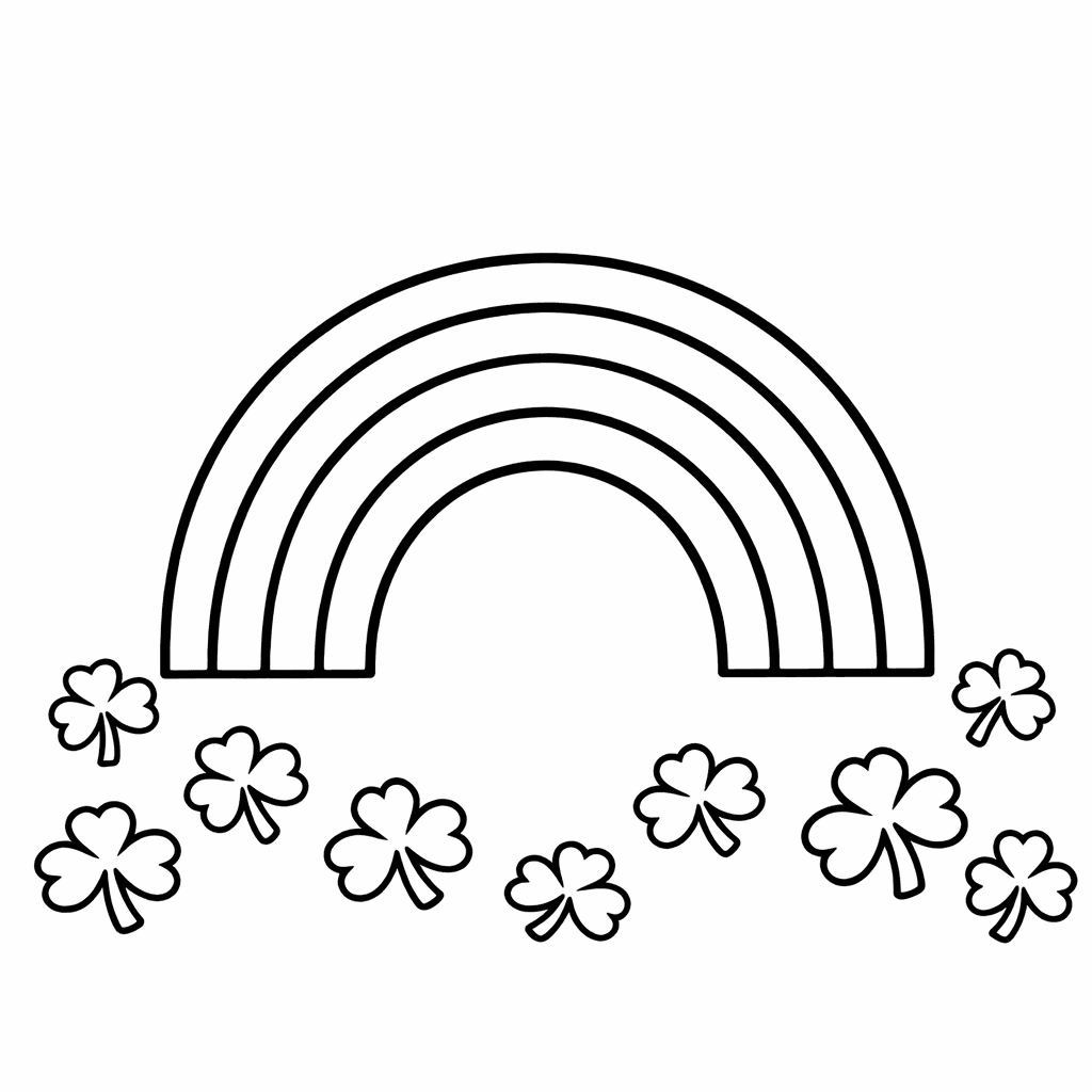 Free printable coloring page: Object Only: A Cute Rainbow With Clean Outlines,…, for ages 3-6