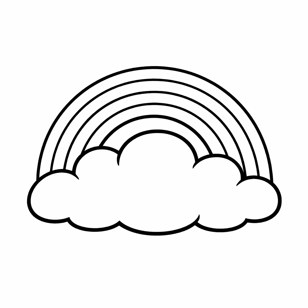 Free printable coloring page: Rainbow And Pot, for ages 3-6