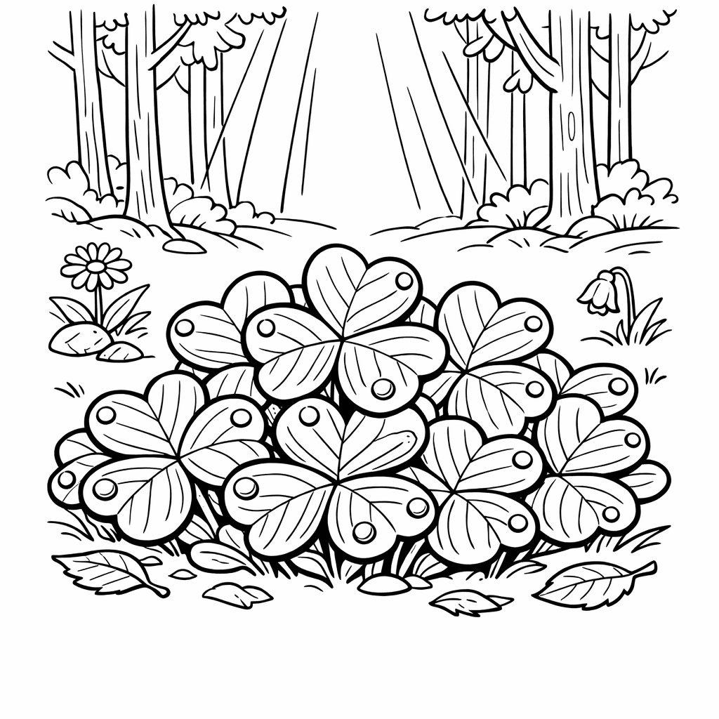 Free printable coloring page: Shamrock And Stem, for ages 7-12