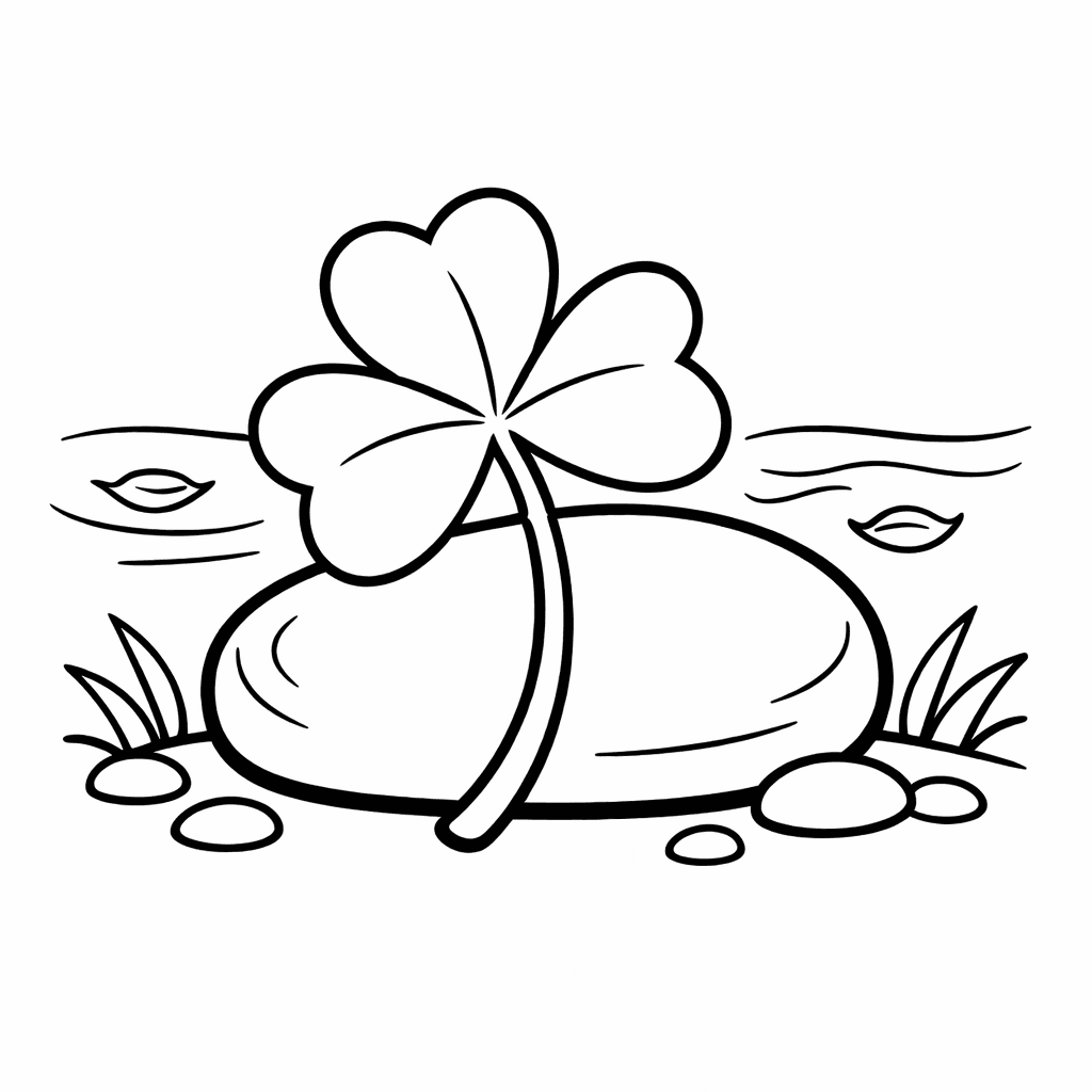 Free printable coloring page: Shamrock And Leaves, for ages 3-6