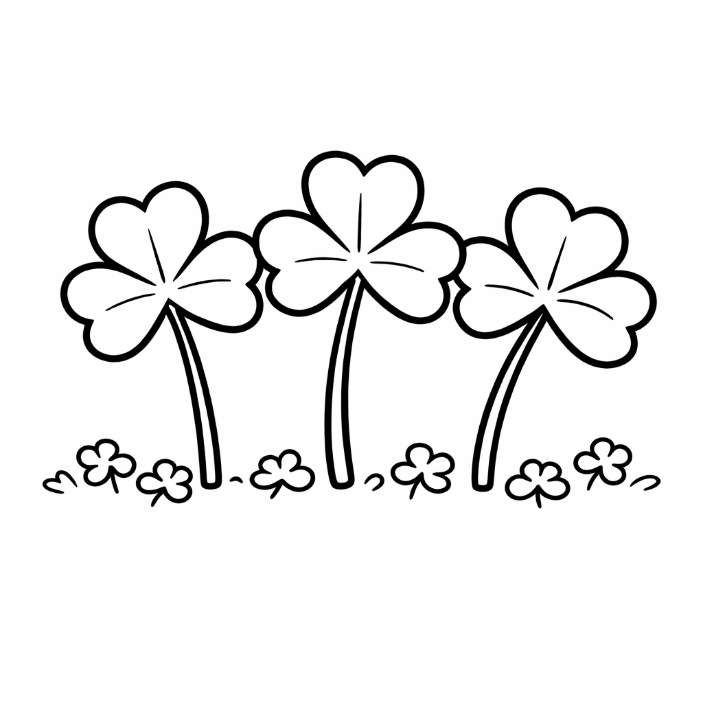 Free printable coloring page: Shamrock And Stem, for ages 3-6