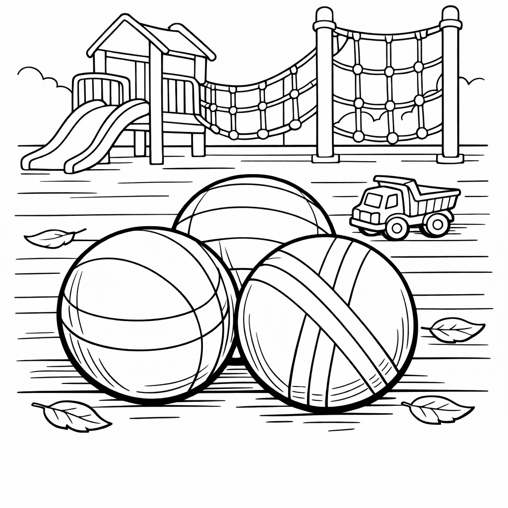 Free printable coloring page: Ball Stack, for ages 7-12