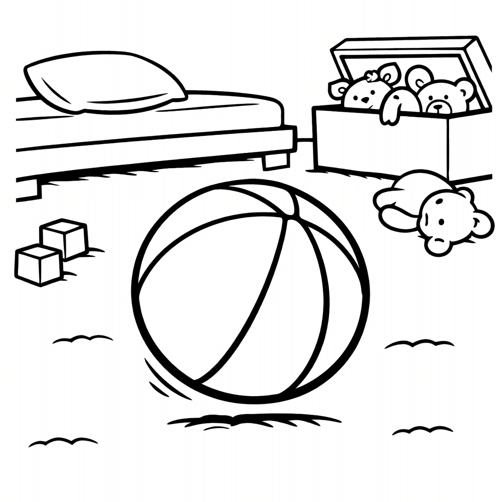 Free printable coloring page: Ball Bouncing, for ages 3-6