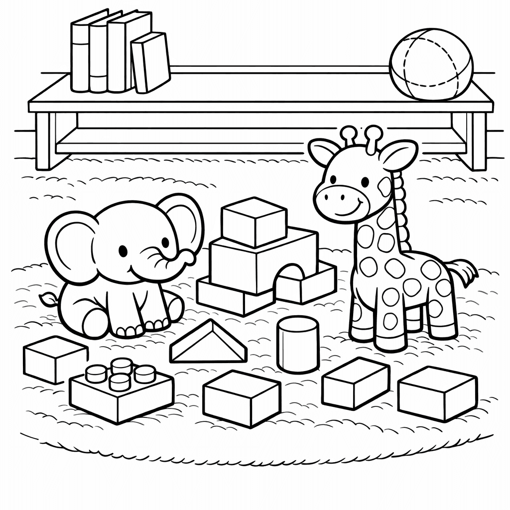 Free printable coloring page: Blocks And Numbers, for ages 7-12