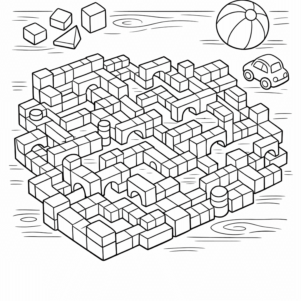 Free printable coloring page: Abc Blocks, for ages 7-12