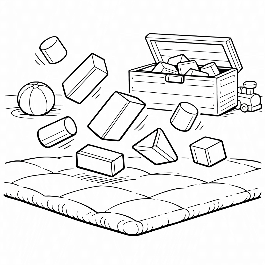 Free printable coloring page: Blocks Stacked, for ages 7-12