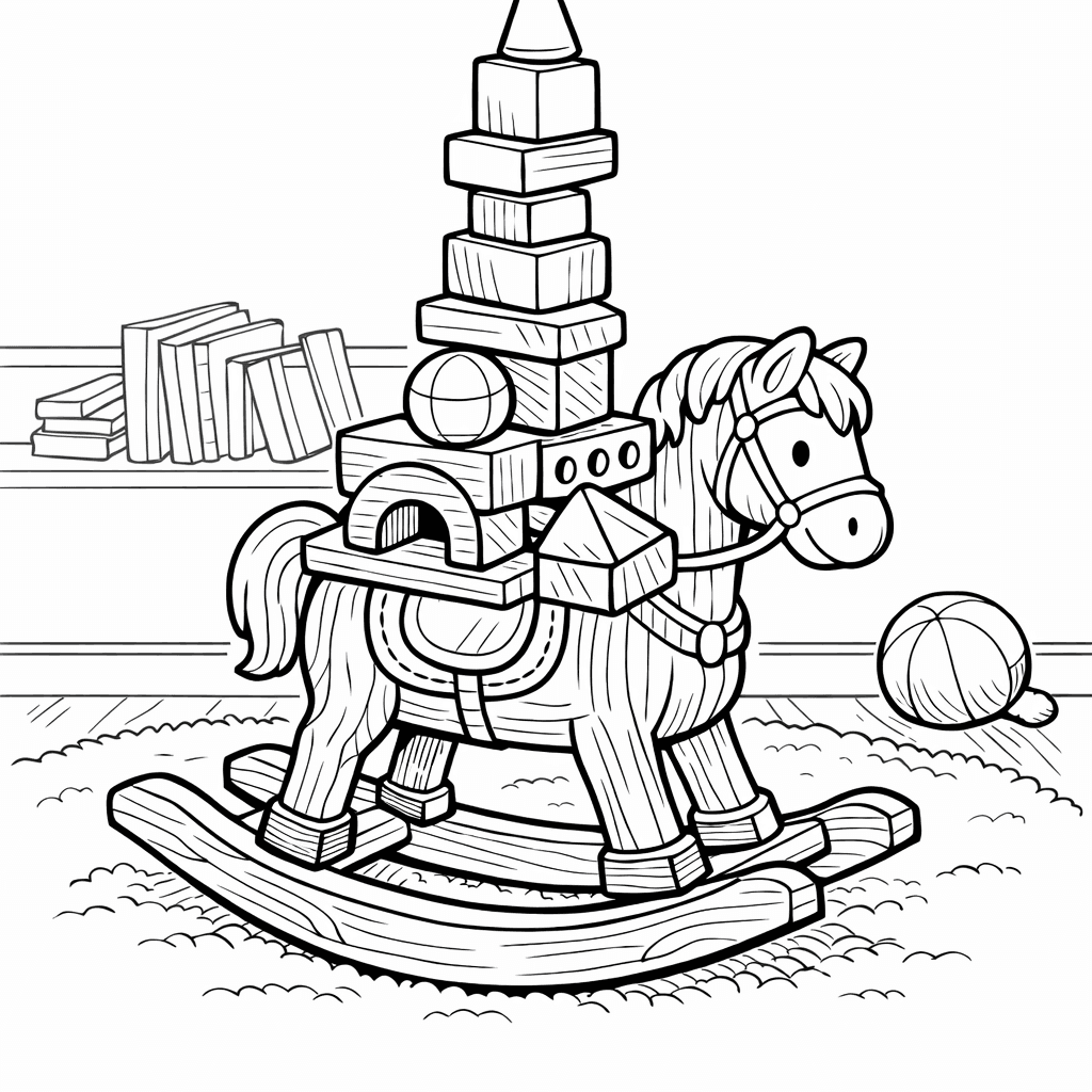 Free printable coloring page: Block Tower, for ages 7-12