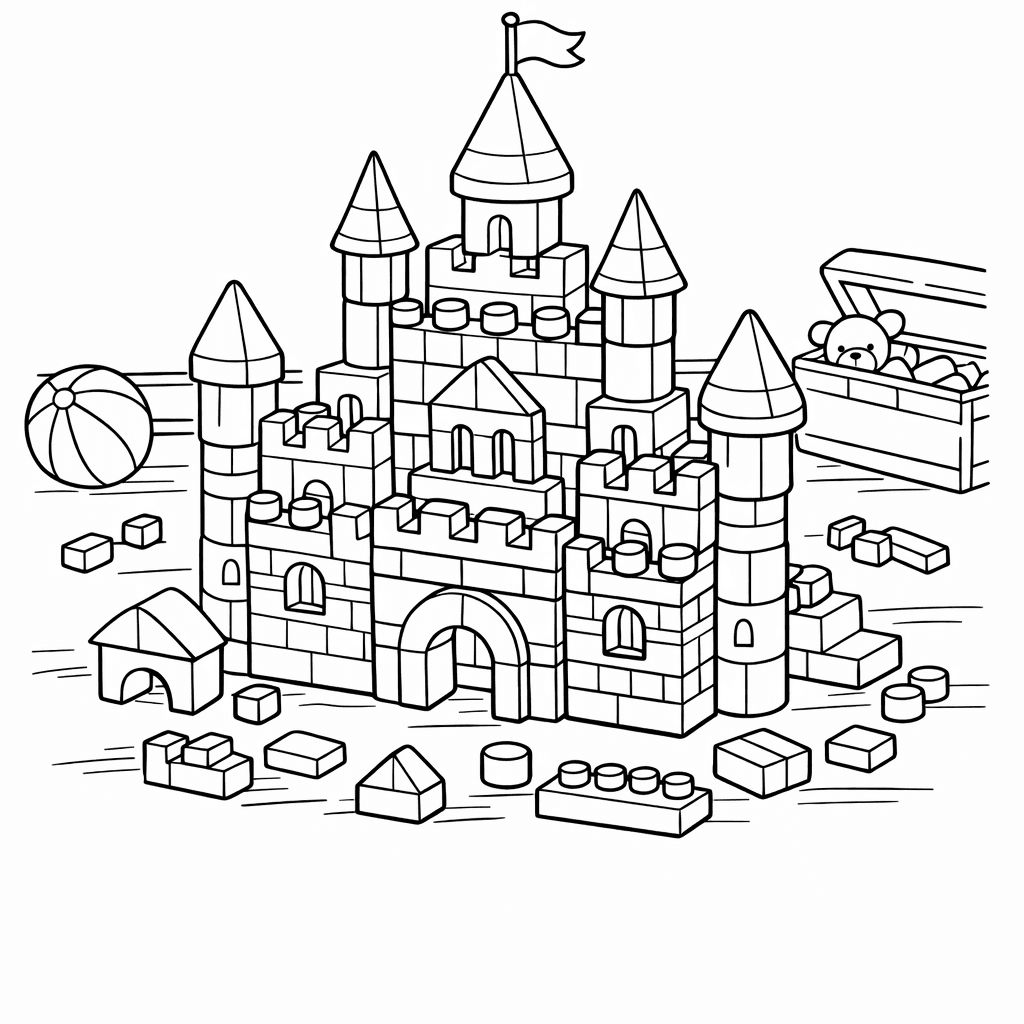 Free printable coloring page: Blocks And Numbers, for ages 7-12