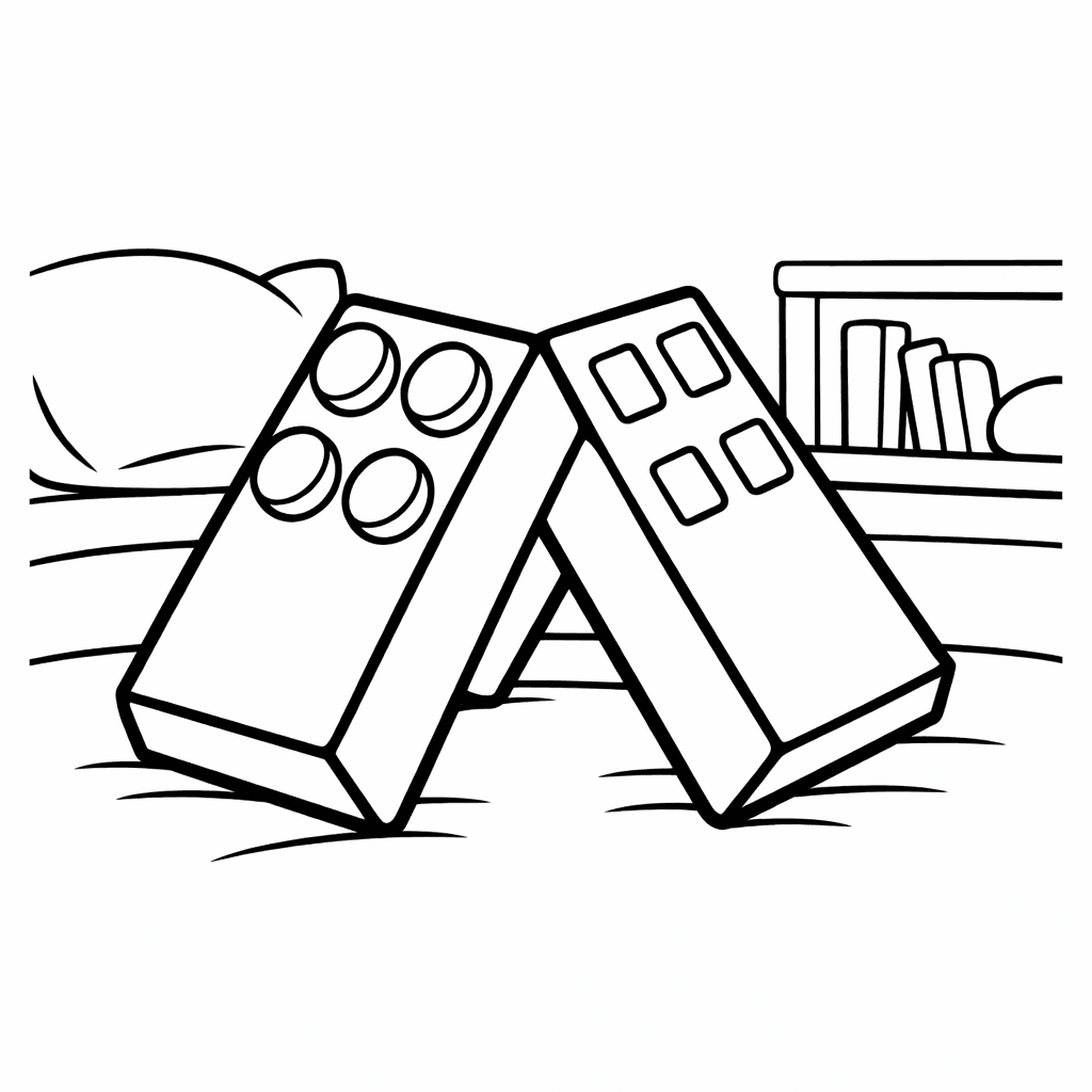 Blocks Coloring Page — Object Only: Two Or Three Blockss Side By…