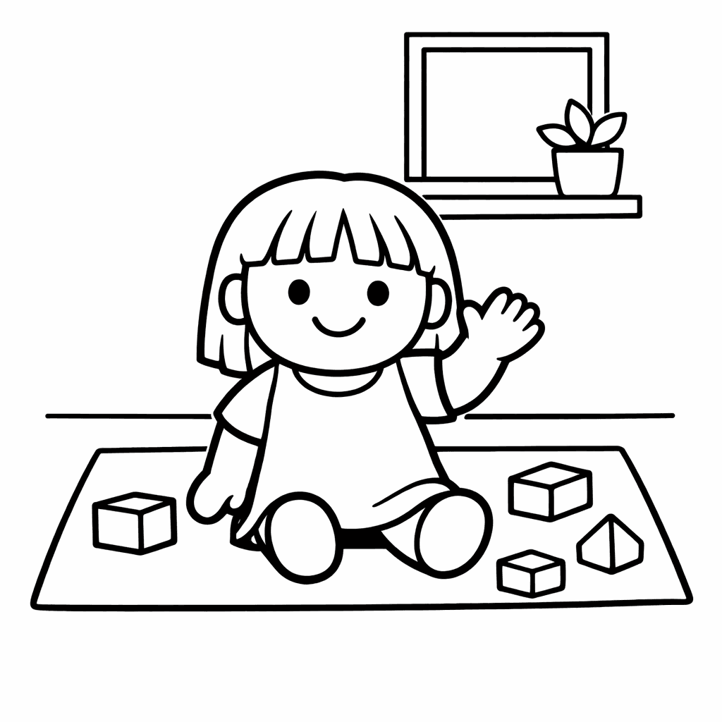 Free printable coloring page: Object Only: Two Or Three Dolls Side By…, for ages 3-6