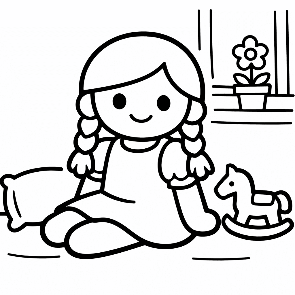 Free printable coloring page: Doll And Hair, for ages 3-6
