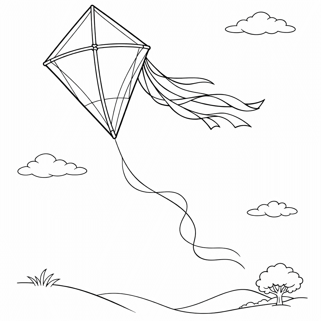 Free printable coloring page: Diamond Kite, for ages 7-12