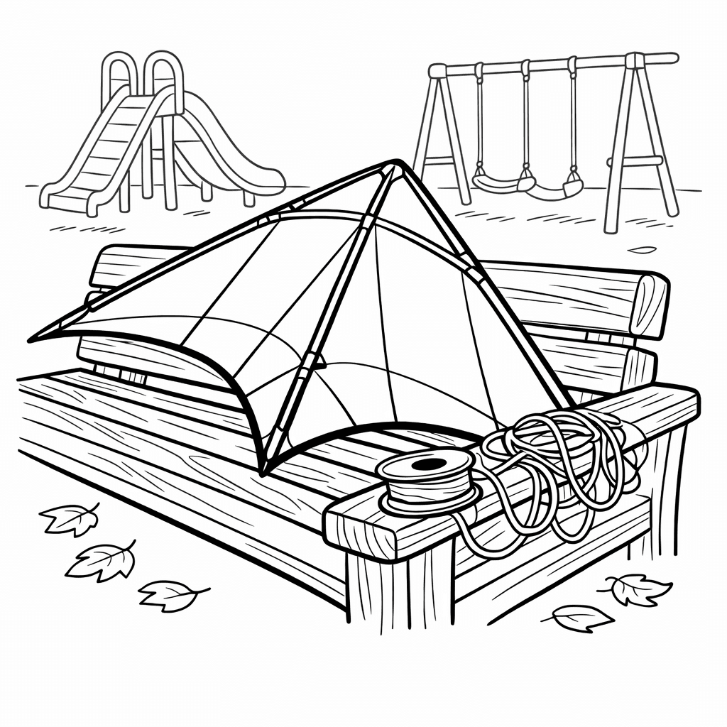 Free printable coloring page: Kite And String, for ages 7-12