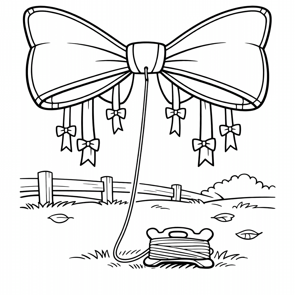 Free printable coloring page: Object Only: A Cute Kite With Clean Outlines,…, for ages 7-12