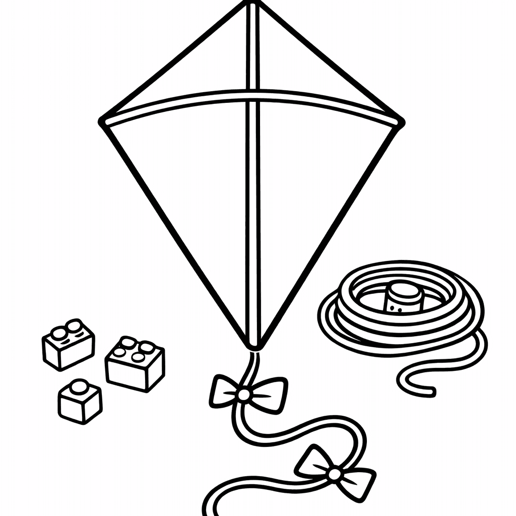 Free printable coloring page: Kite And Wind, for ages 3-6