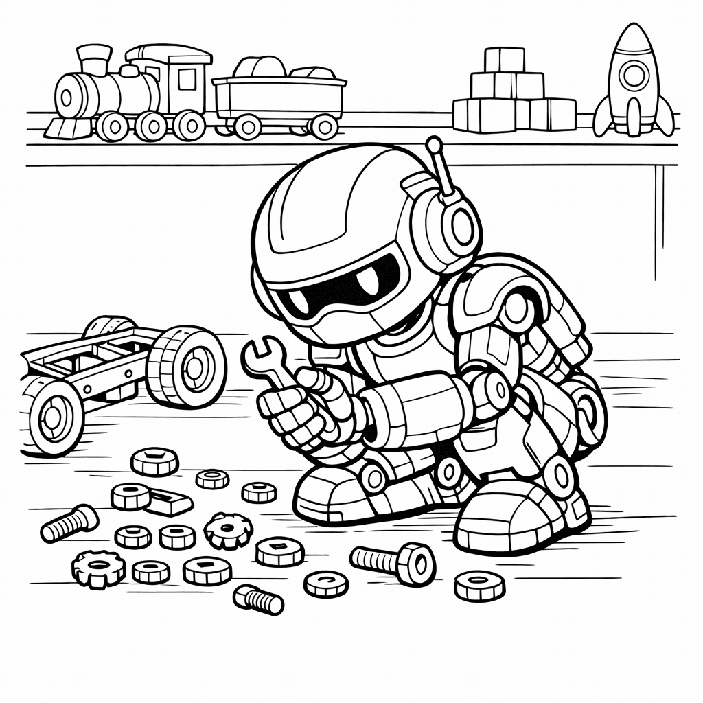 Free printable coloring page: Robot Toy Face, for ages 7-12