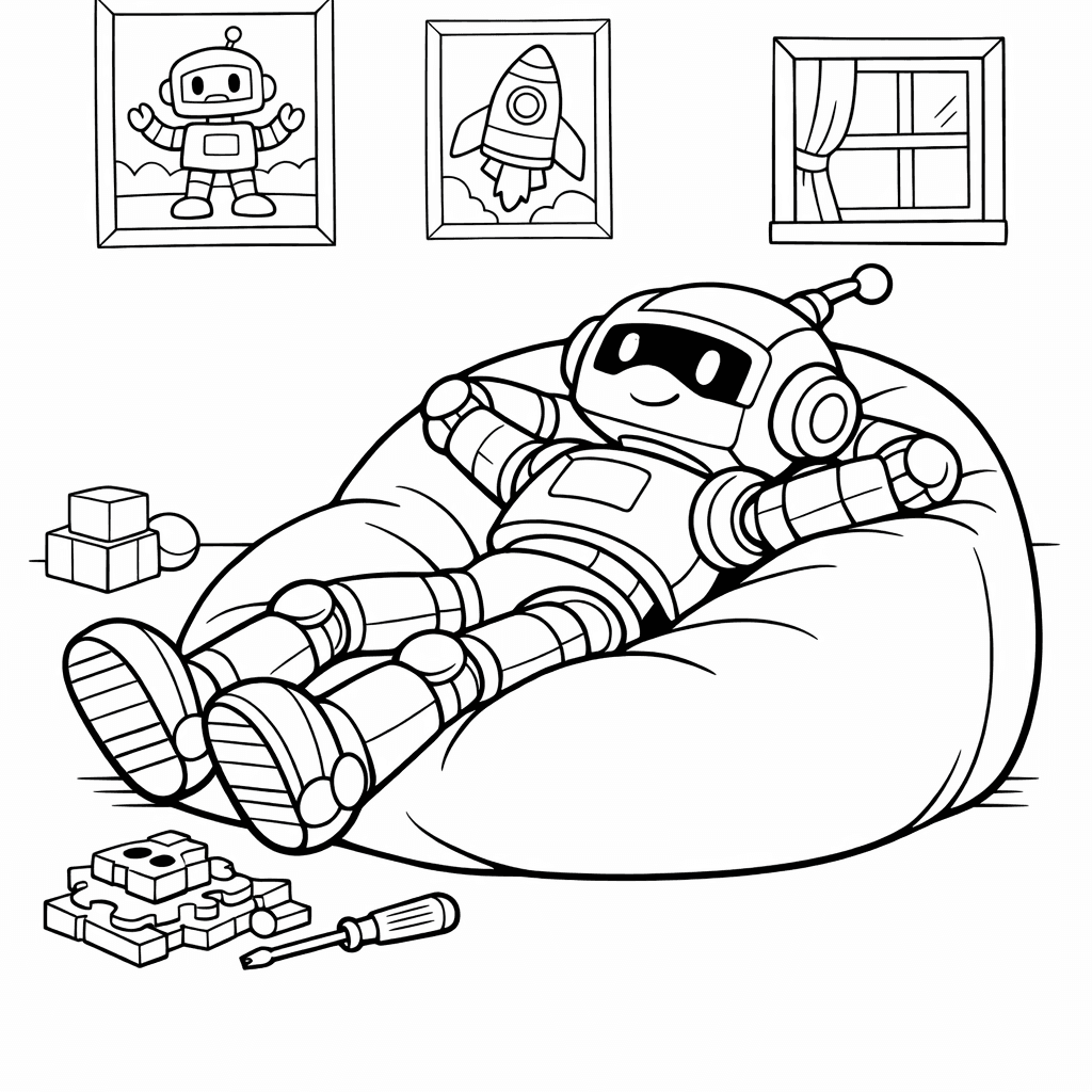 Free printable coloring page: Robot Toy Waving, for ages 7-12