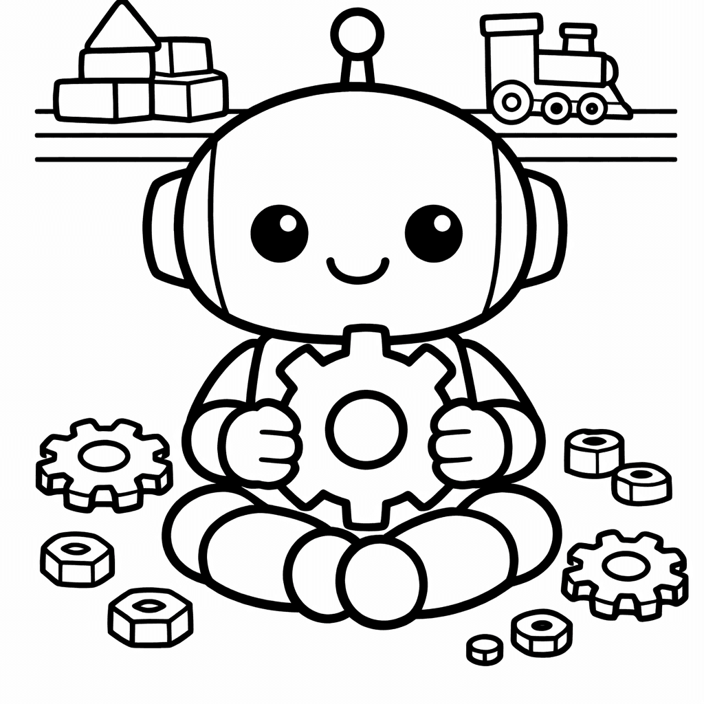 Free printable coloring page: Robot Toy Waving, for ages 3-6
