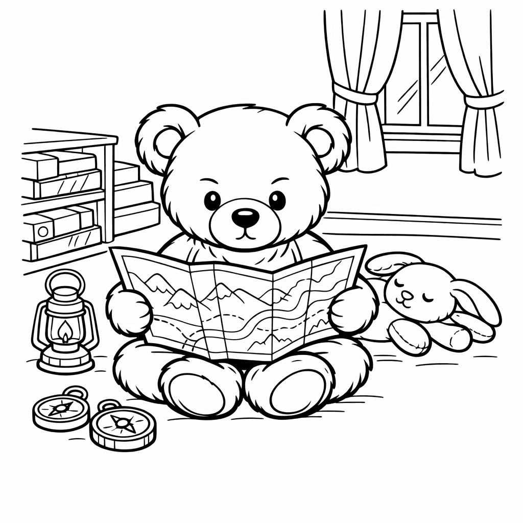Free printable coloring page: Teddy Bear Sitting, for ages 7-12