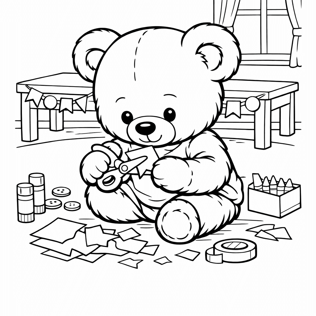 Free printable coloring page: Teddy And Heart, for ages 7-12