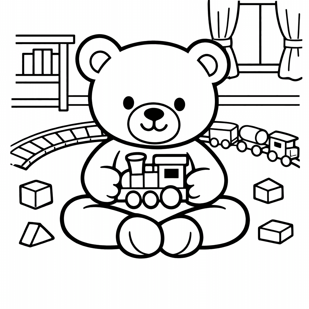 Free printable coloring page: Teddy With Bow, for ages 3-6
