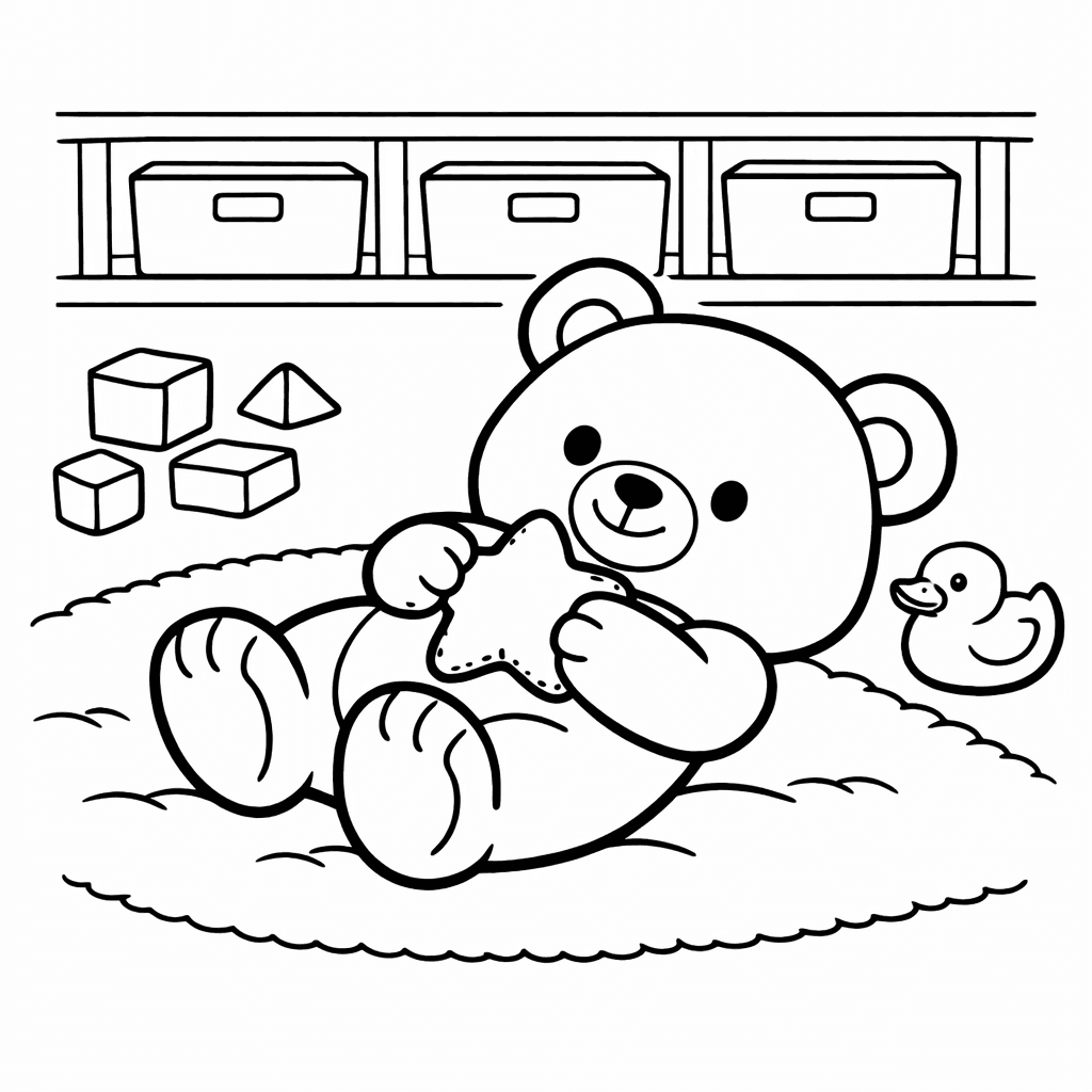 Free printable coloring page: Teddy Face, for ages 3-6