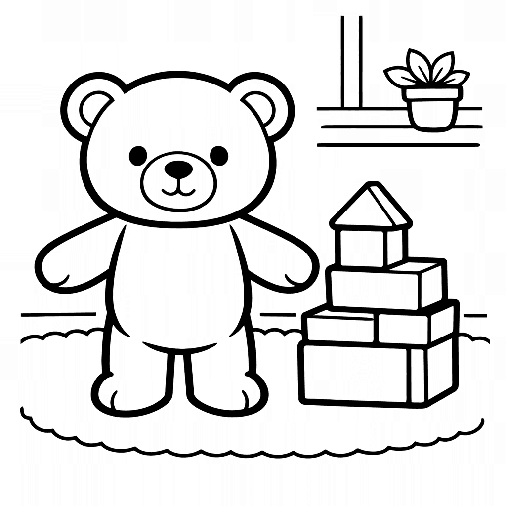 Free printable coloring page: Object Only: Two Or Three Teddy Bears Side…, for ages 3-6