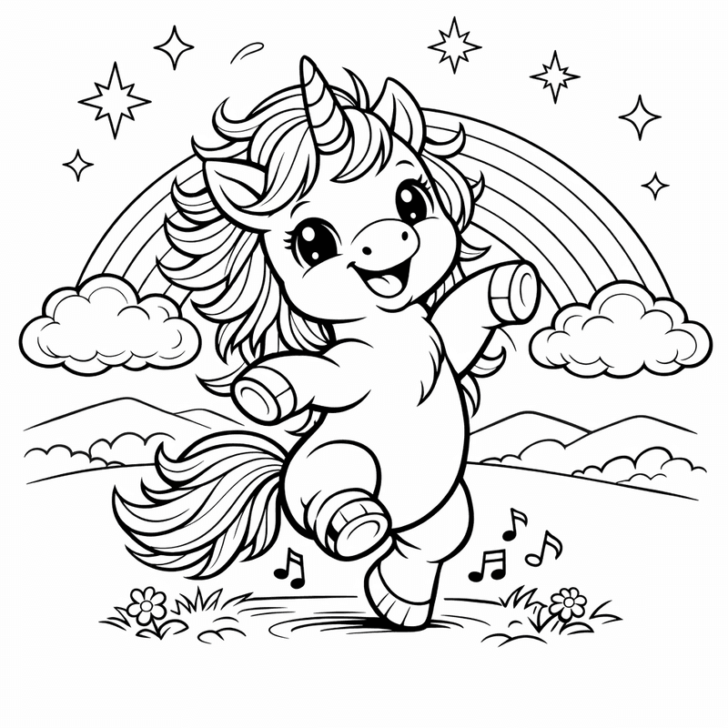 Free printable coloring page: Object Only: Two Or Three Baby Unicorns Side By Side, Simple And Adorable, No Background, for ages 7-12